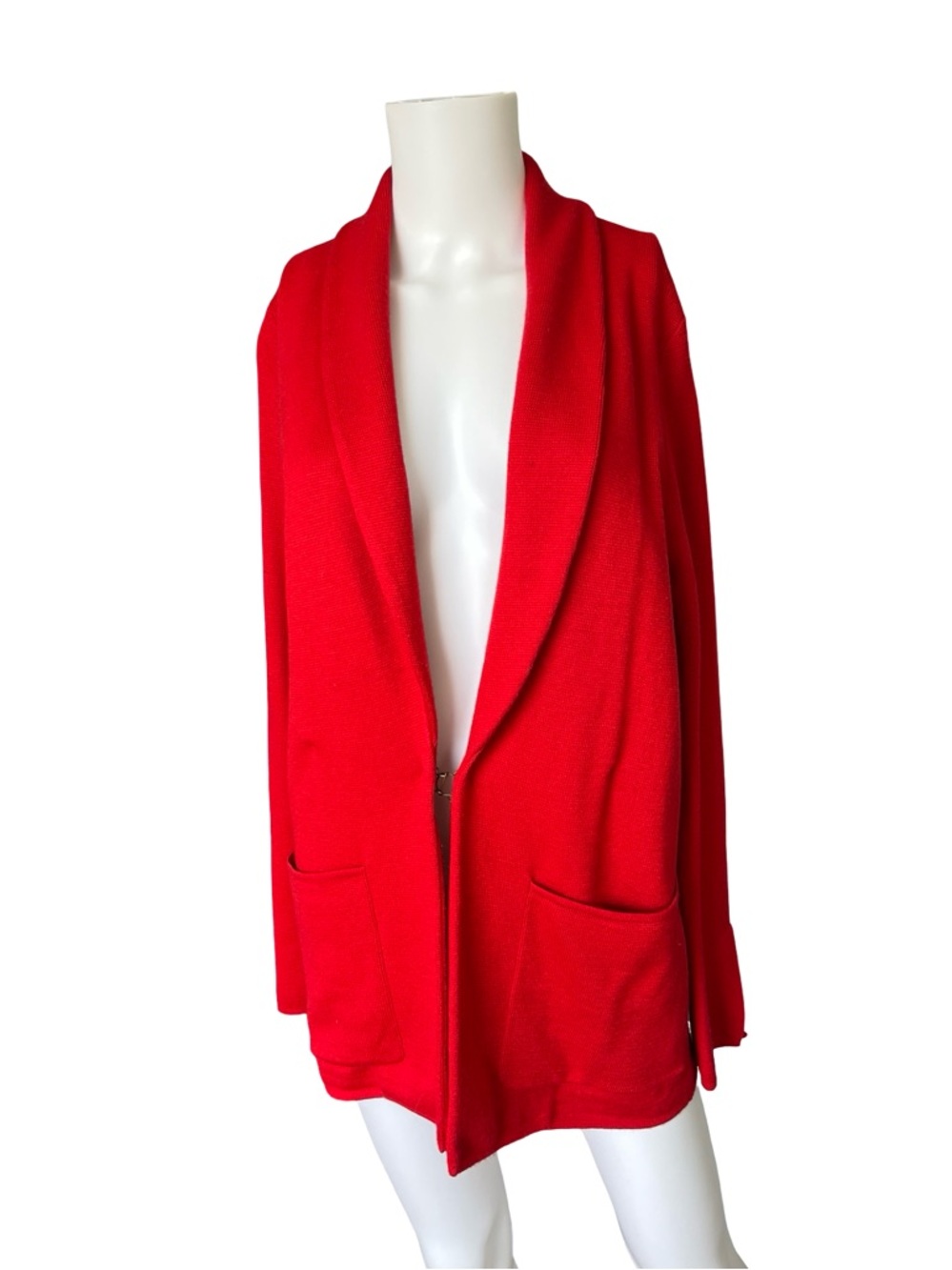 Anthropologie HWR Monogram Red Knit Cardigan Sweater Wool Womens Size Small